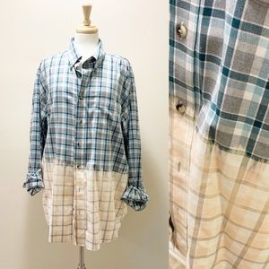 Plaid Bleached Button Down XL